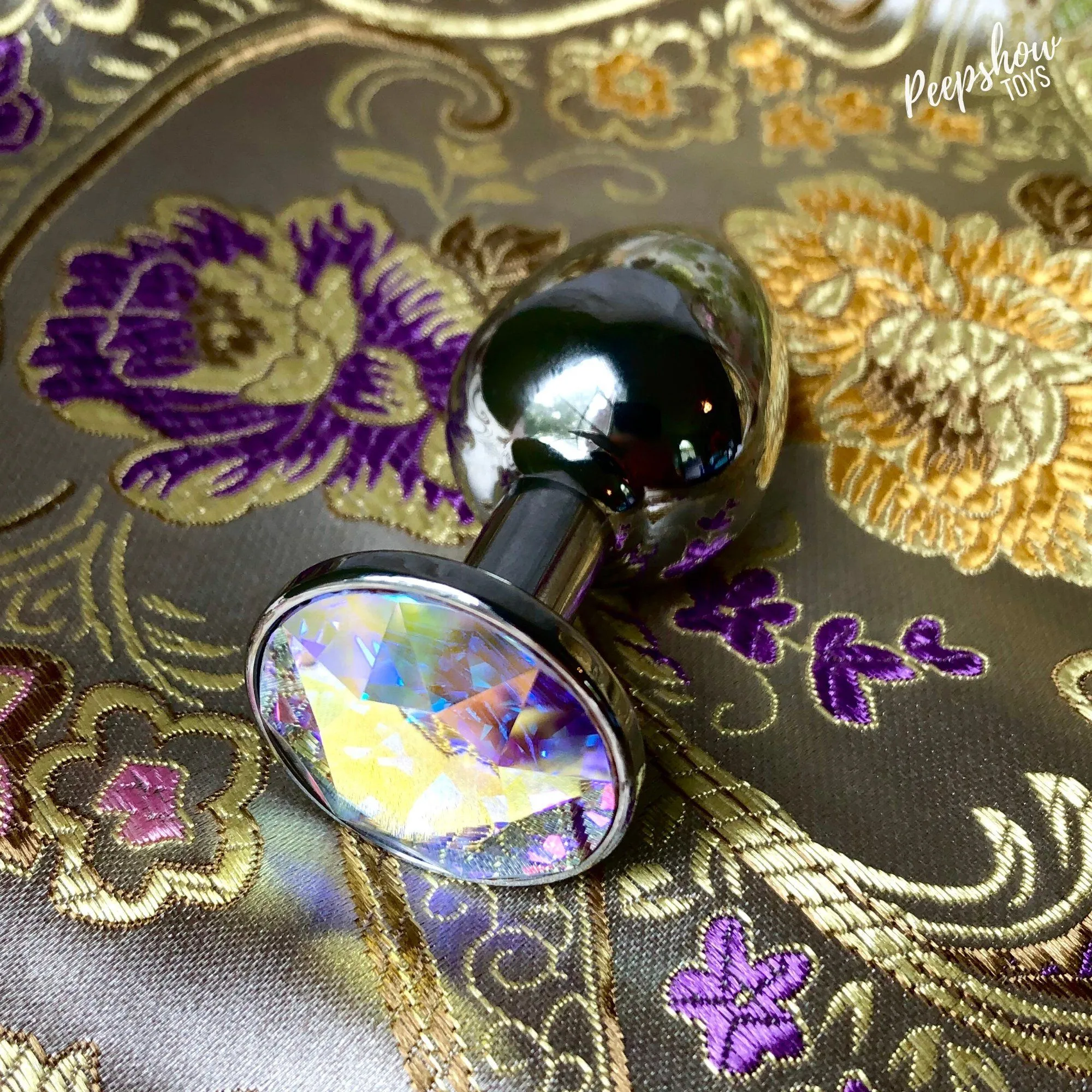 Rosebuds Stainless Steel Butt Plug - Aurora Borealis Crystal