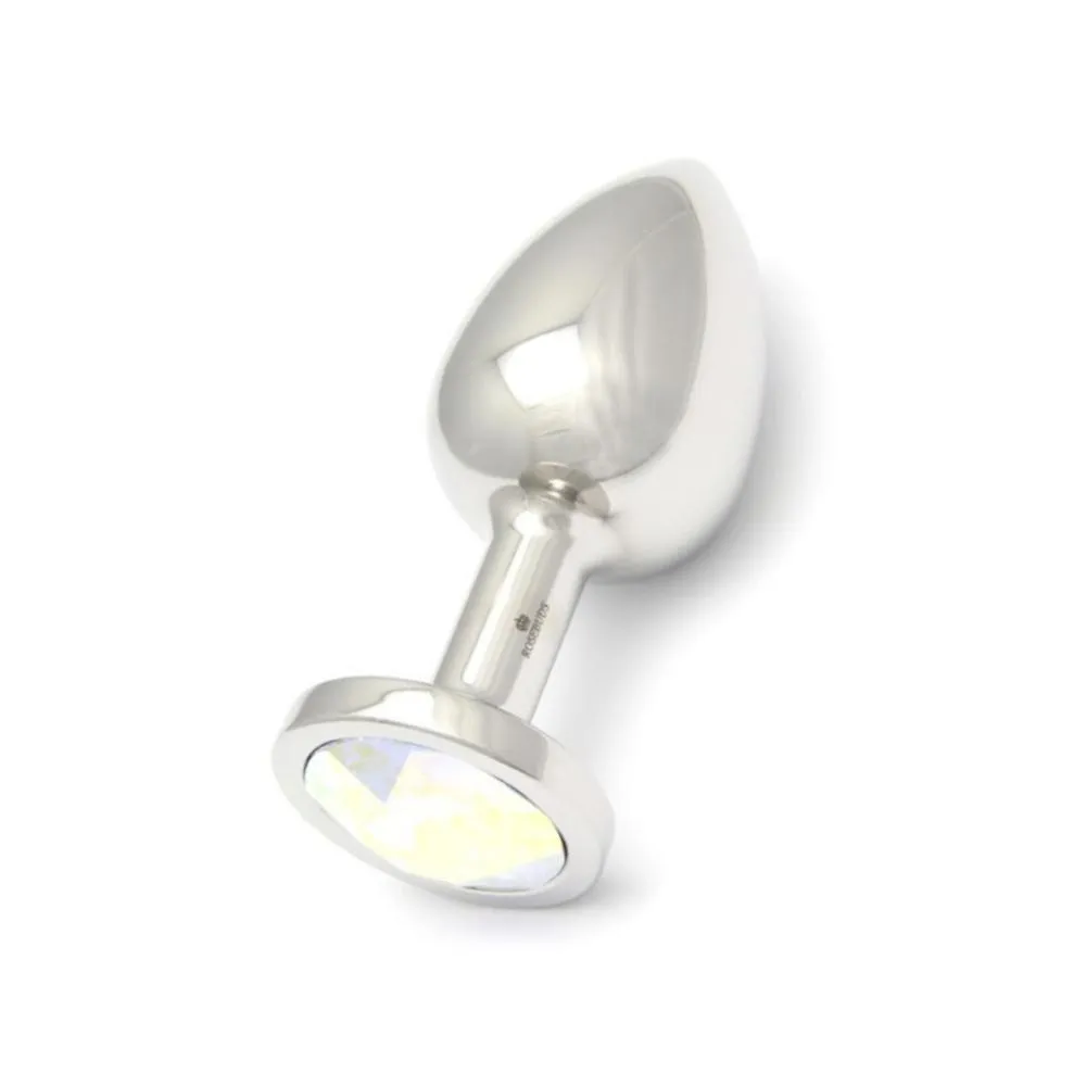 Rosebuds Stainless Steel Butt Plug - Aurora Borealis Crystal