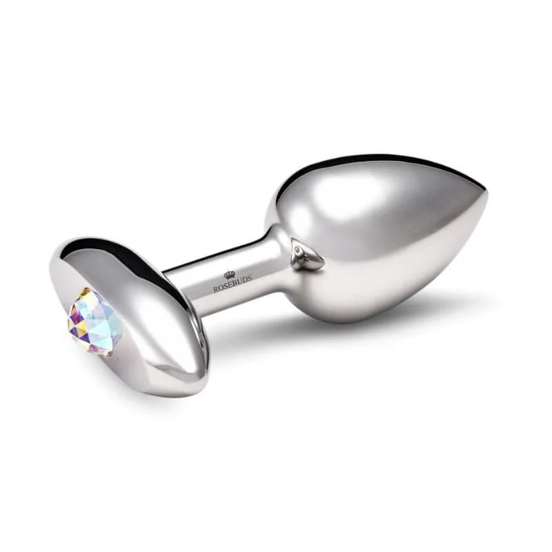 Rosebuds Stainless Steel Plug with T-Bar Base and Swarovski Crystal