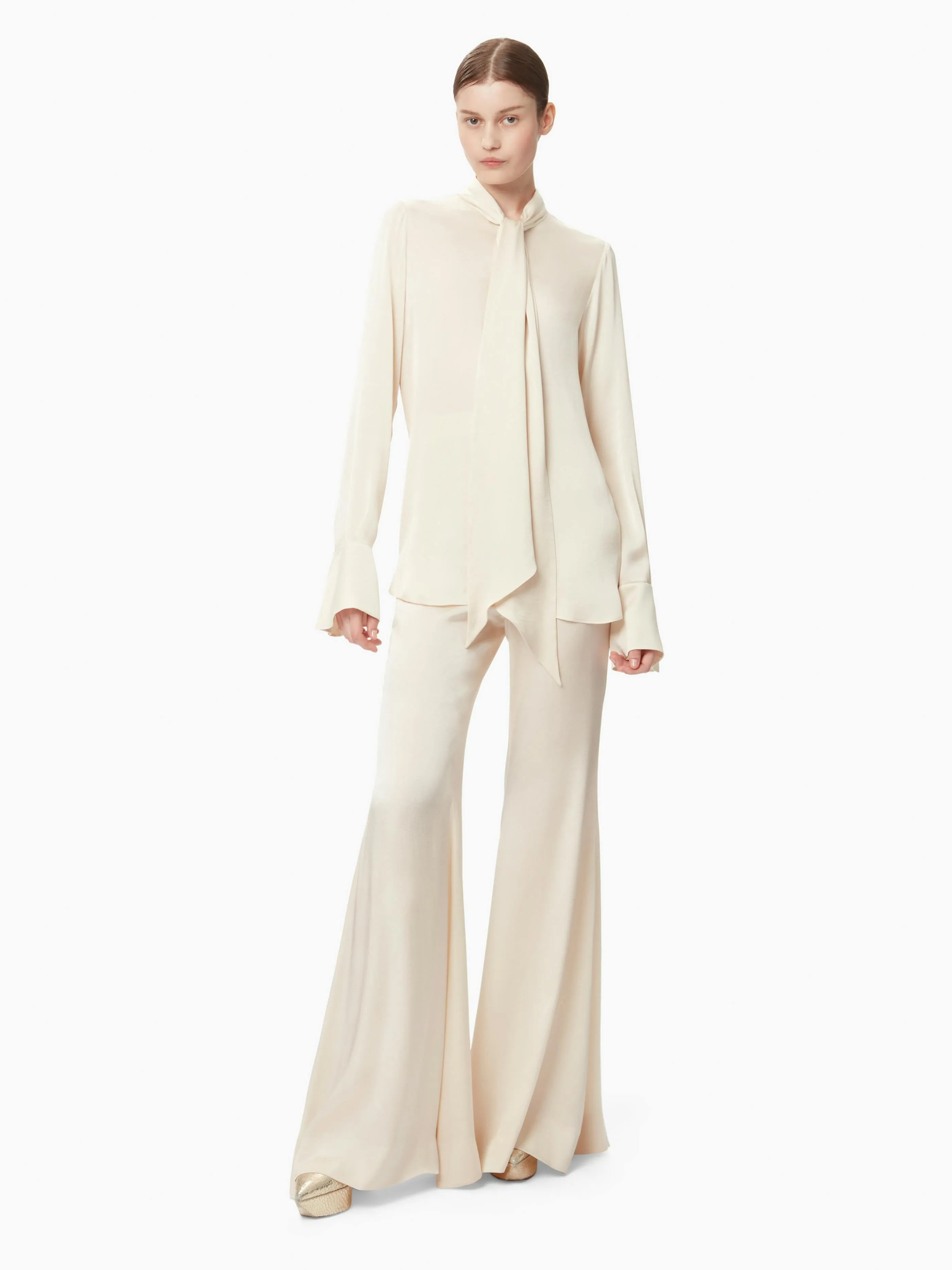 SATIN FLUID FLARED PANTS