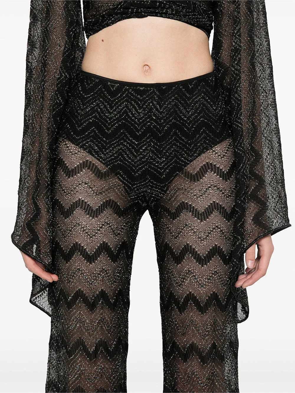 Sheer Zig Zag Lamé Pants
