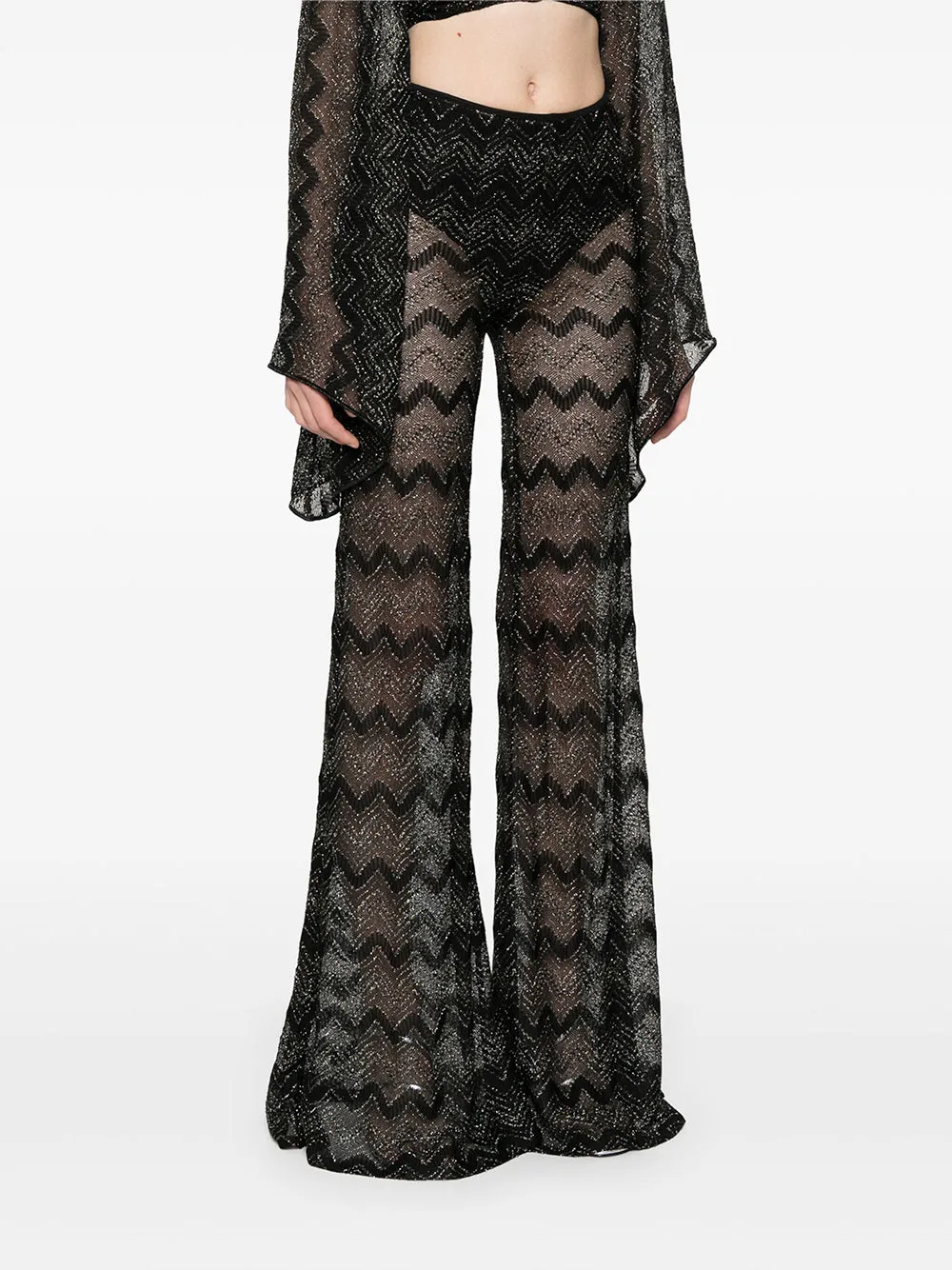 Sheer Zig Zag Lamé Pants