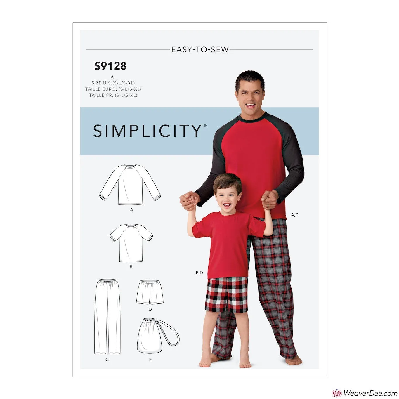 Simplicity Pattern S9128 Men's & Boys Pyjamas
