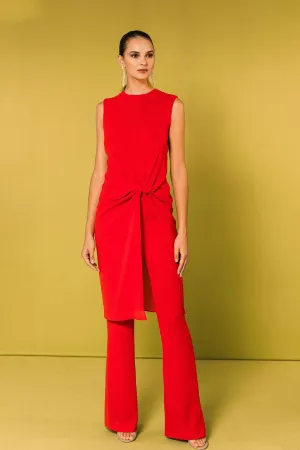 Sleeveless Knee-Length Blouse and Flared Pants