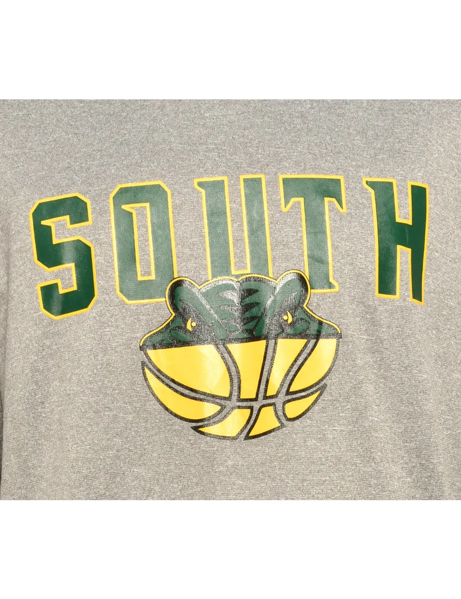 South Grey Printed Hoodie - L