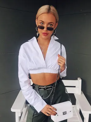 Standing Collar Long Sleeve Top