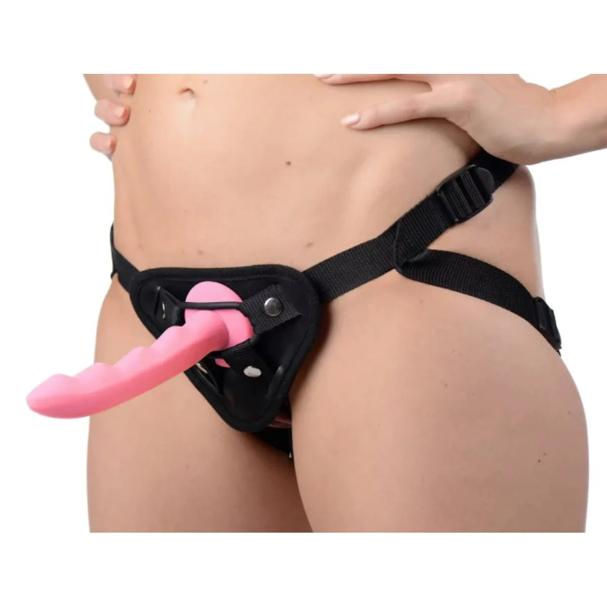 Strap U Ripples Silicone Dildo Pink 6.75 Inch