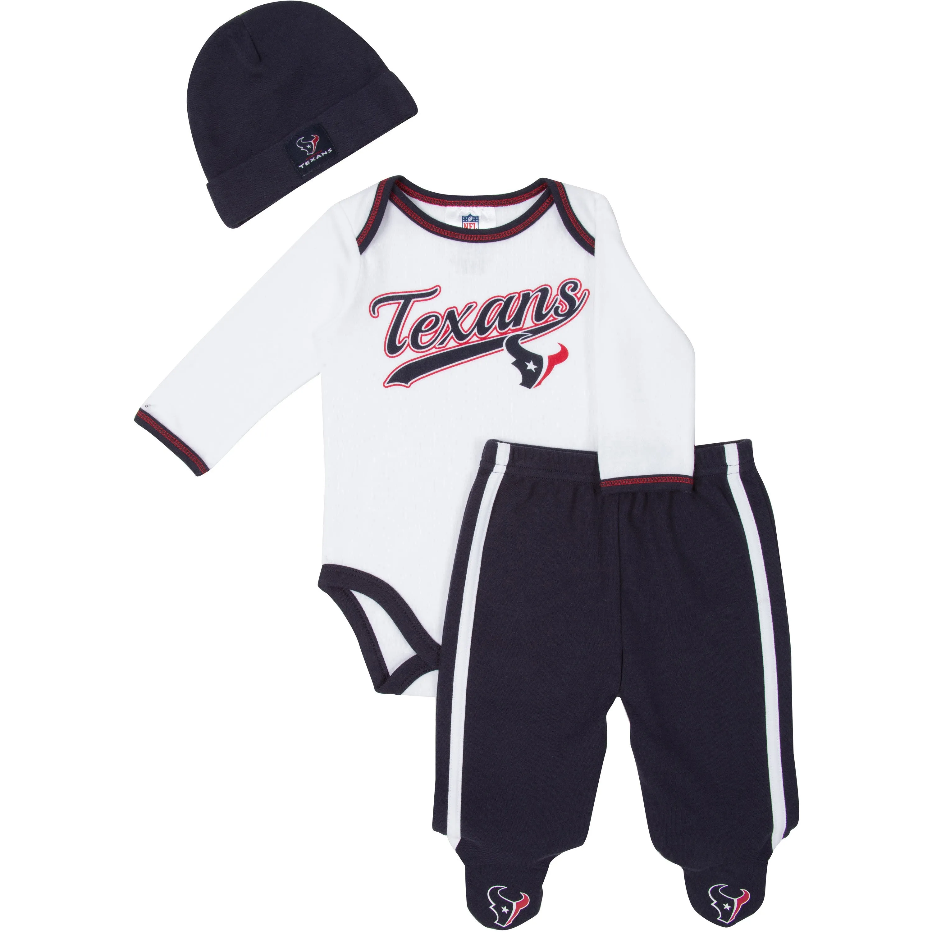 Texans Baby Onesie, Footed Pant & Cap