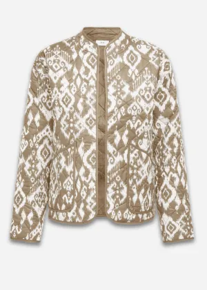Tiger Quilted Bomber Jacket in Taupe