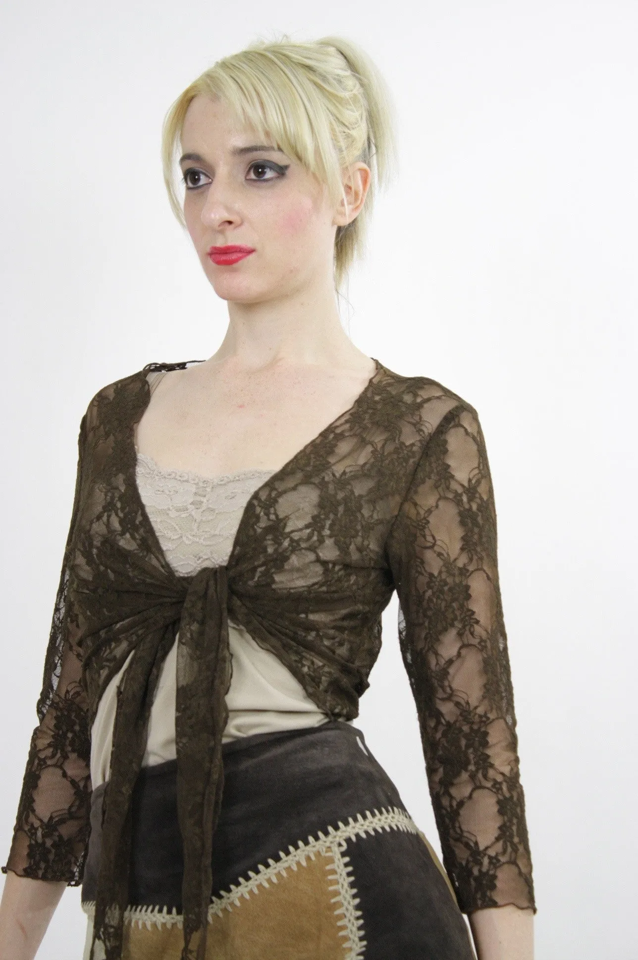 Vintage 90s grunge sheer lace crop top