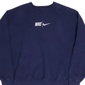 VINTAGE NIKE SPELLOUT SWOOSH NAVY BLUE SWEATSHIRT 1990S SIZE 2XL