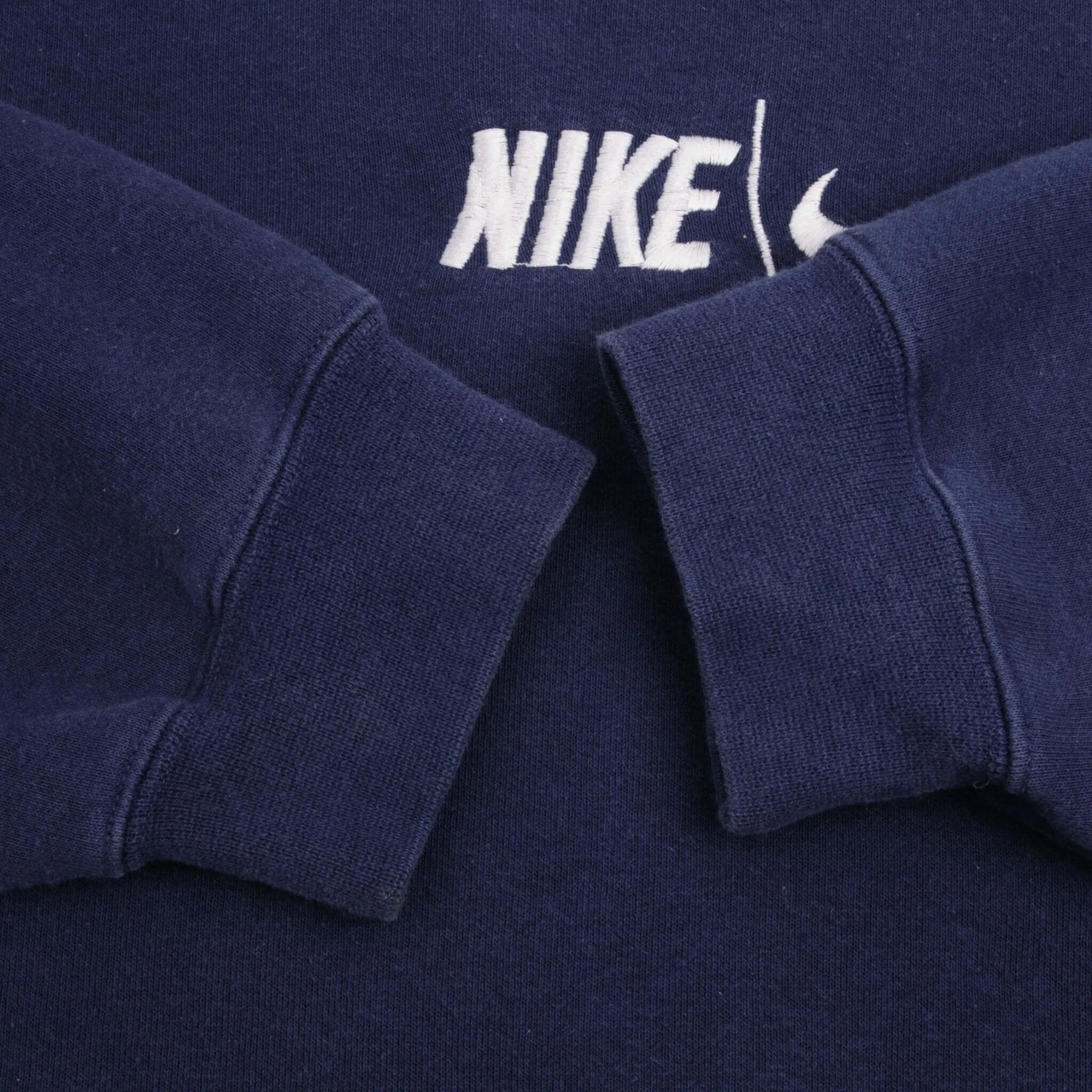 VINTAGE NIKE SPELLOUT SWOOSH NAVY BLUE SWEATSHIRT 1990S SIZE 2XL