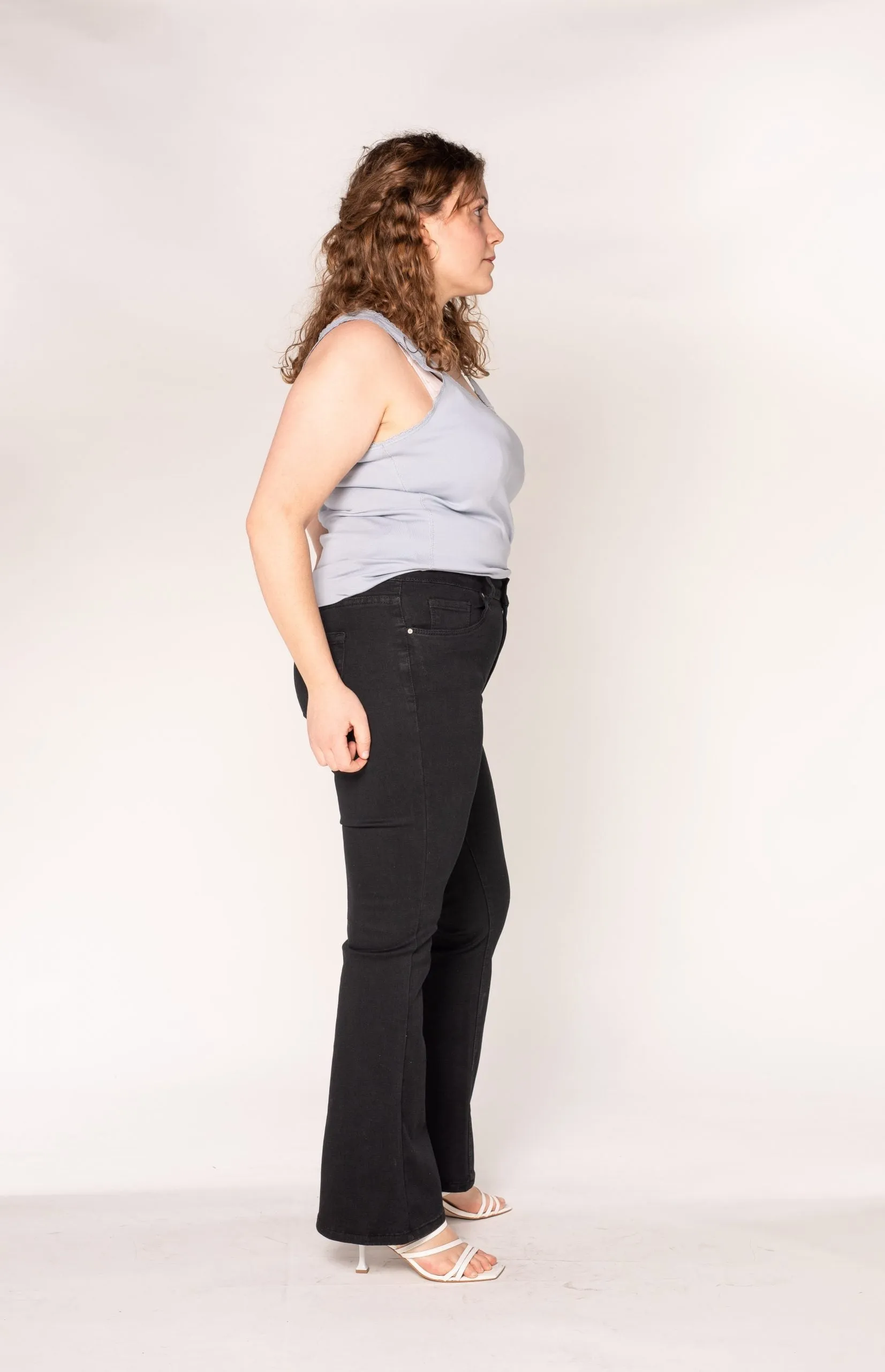 Wholesale Black Flared High Waist Jeans Plus Size