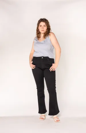 Wholesale Black Flared High Waist Jeans Plus Size