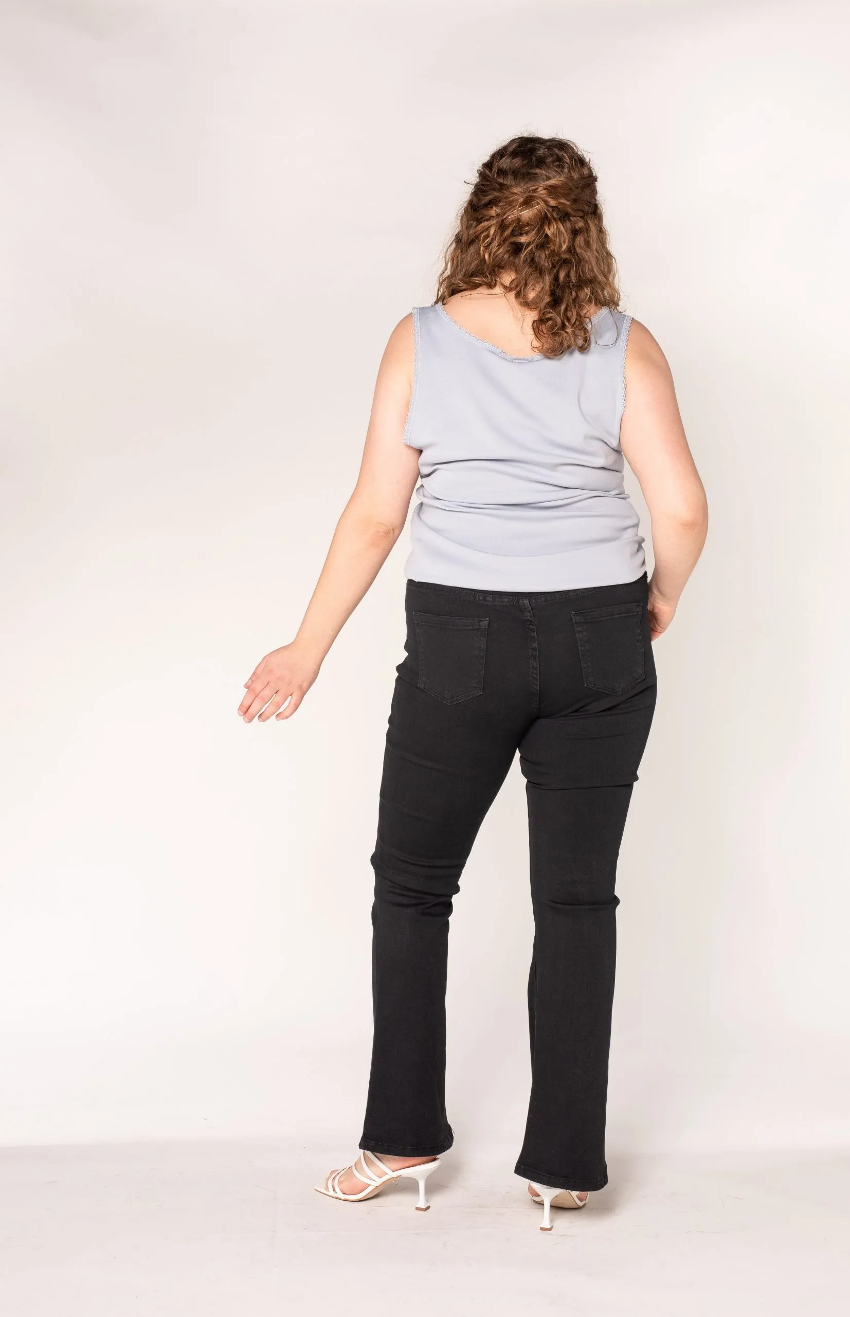 Wholesale Black Flared High Waist Jeans Plus Size