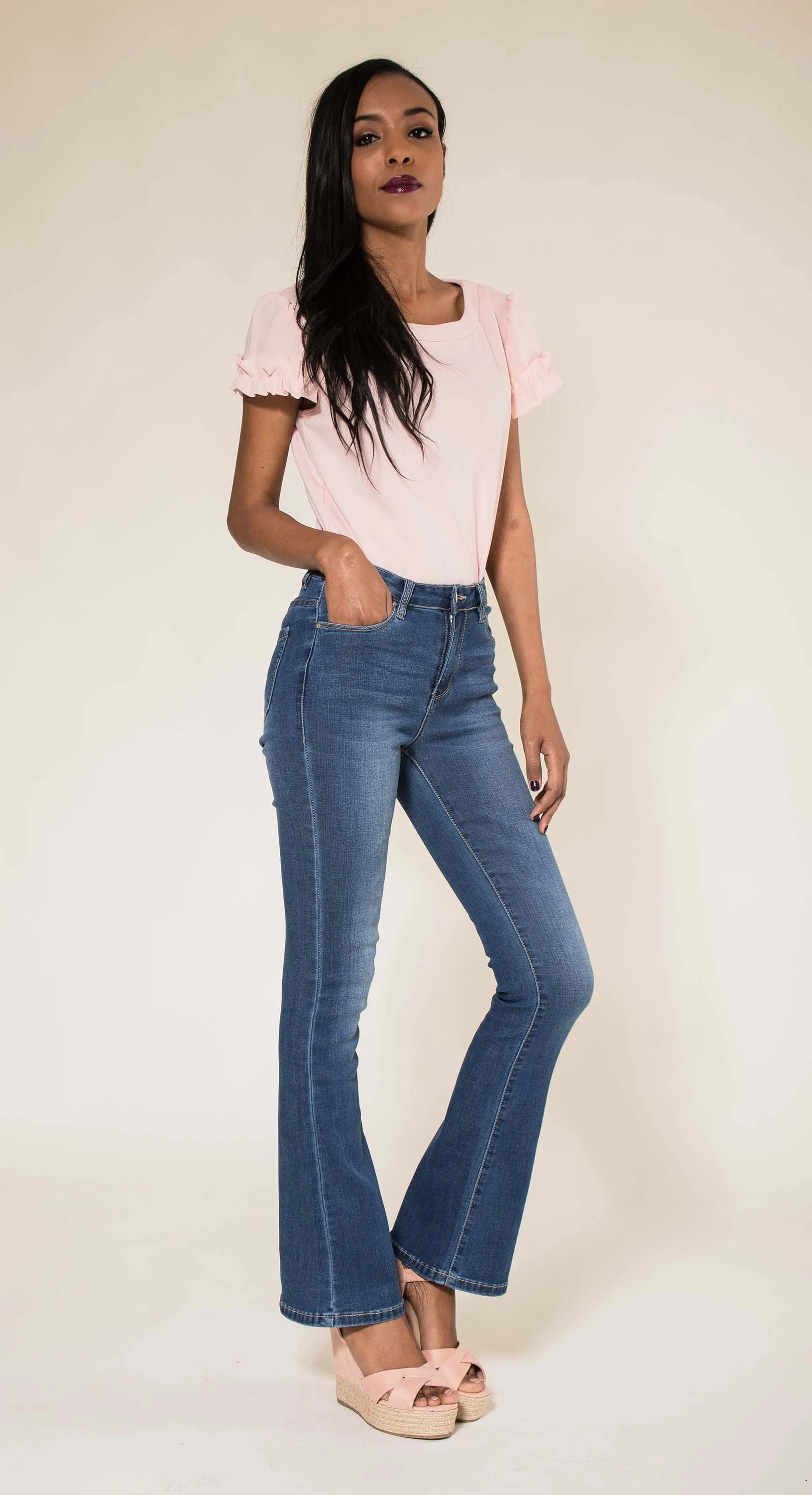 Wholesale Raw Blue Flared Trousers - New Pack