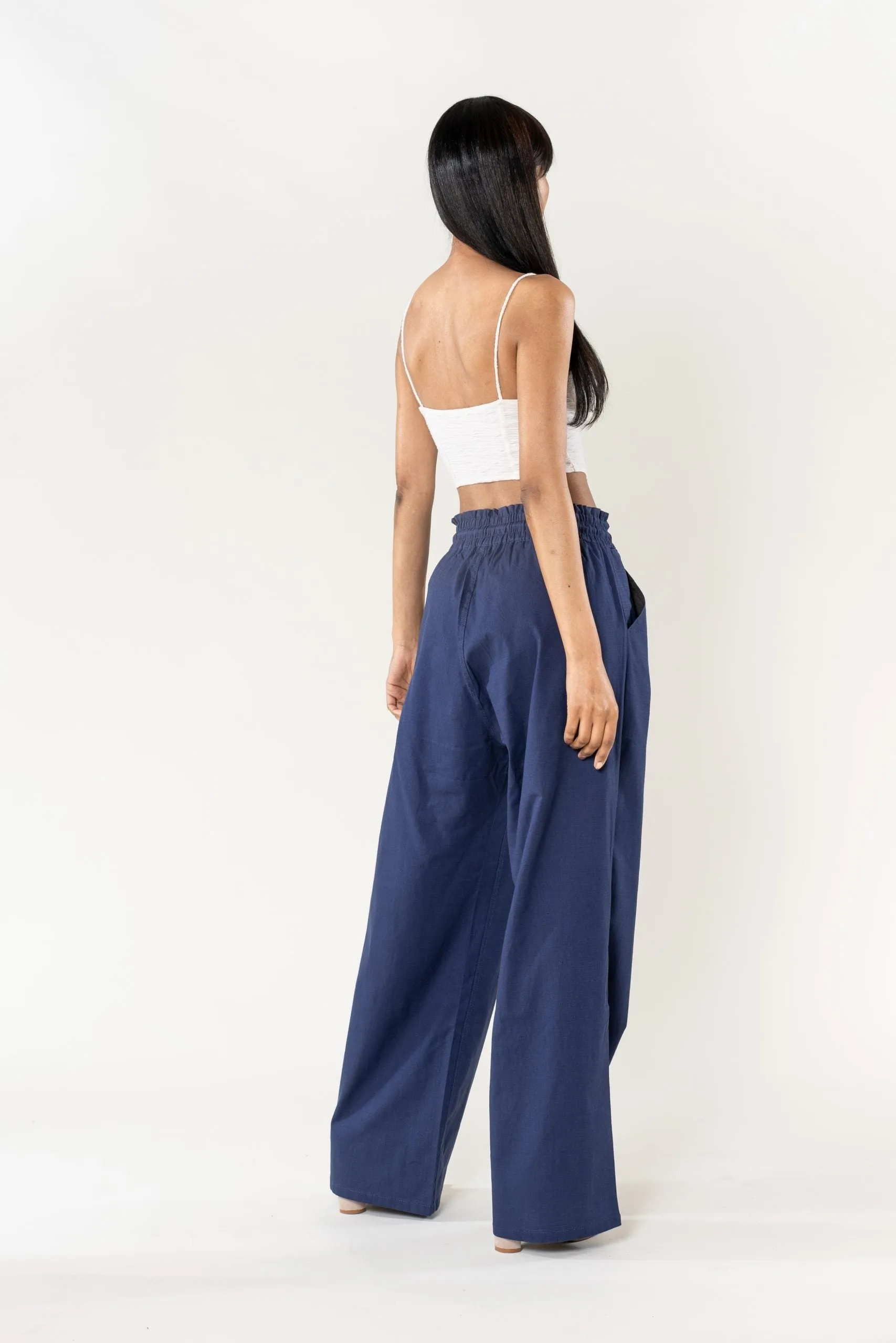 Wholesale Wide Linen Style Pants Navy