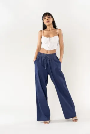 Wholesale Wide Linen Style Pants Navy