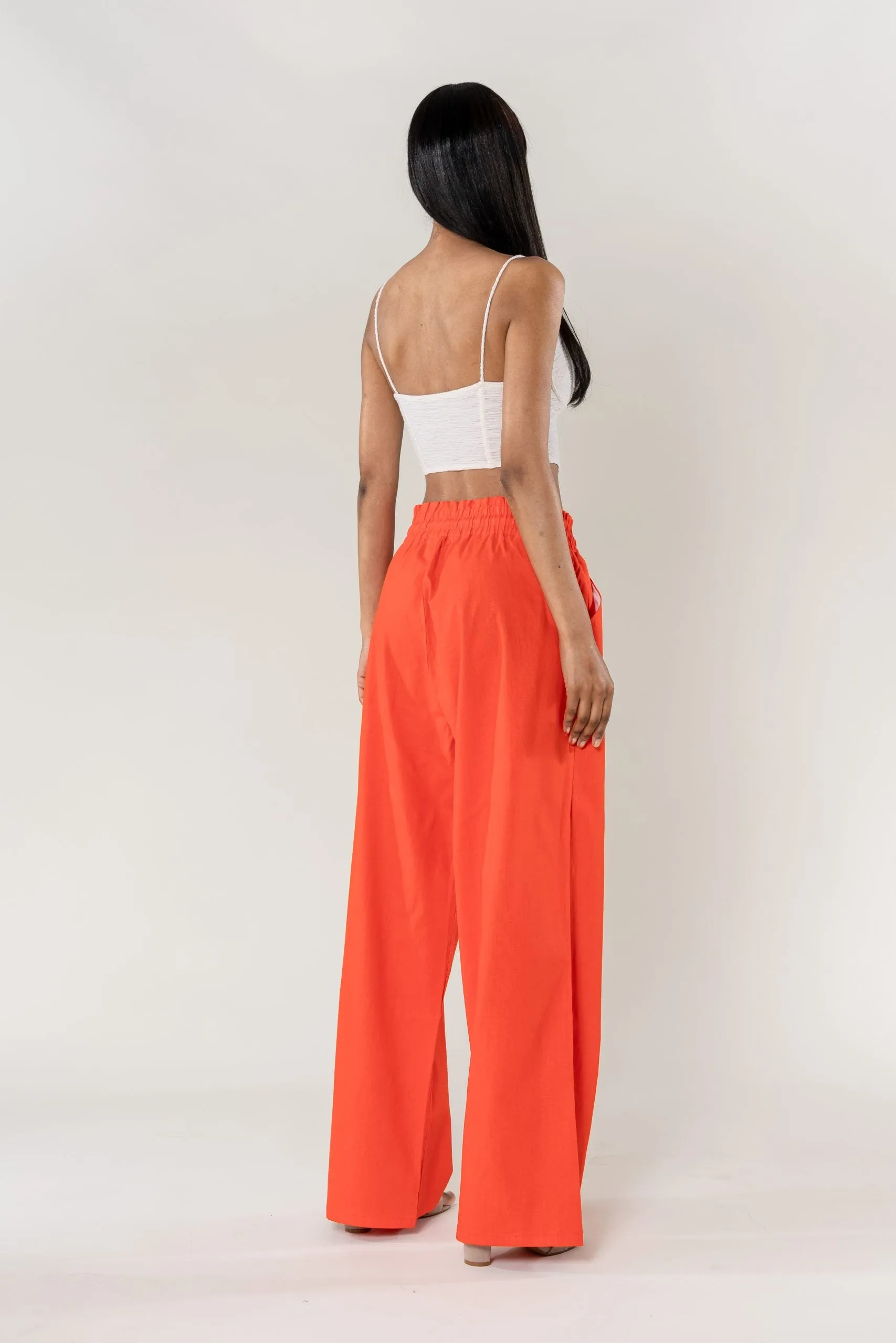 Wholesale Wide Linen Style Pants Orange