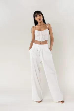 Wholesale Wide Linen Style Pants White