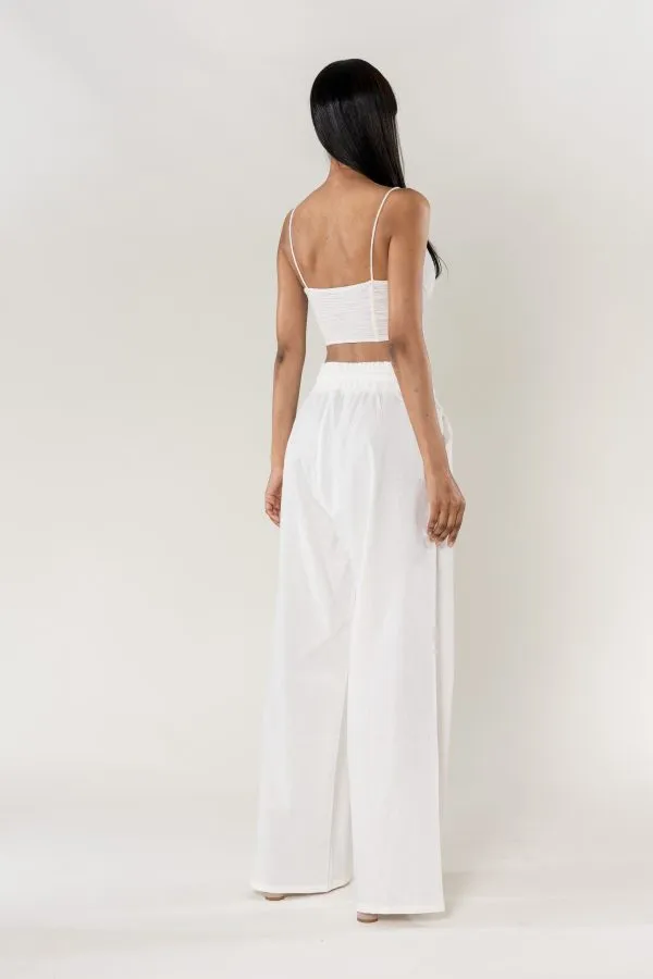 Wholesale Wide Linen Style Pants White