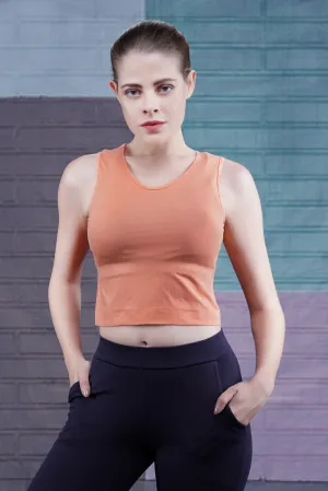 WOMEN SOLID SLEEVE LESS CROP TANK TOP