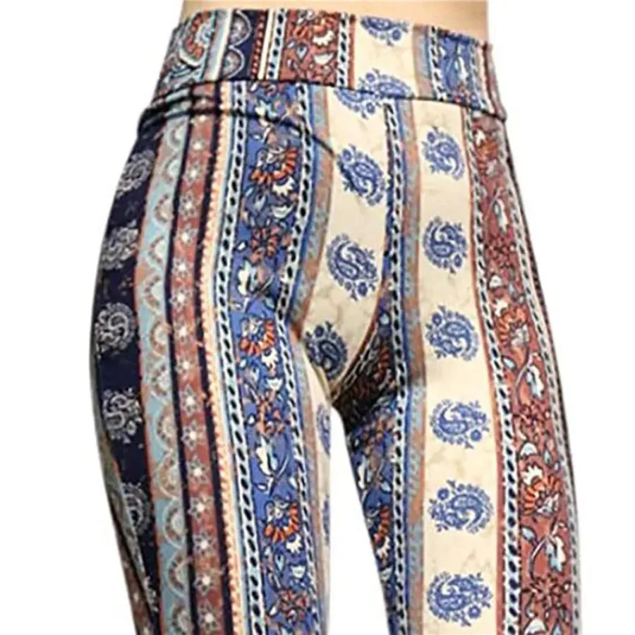 Women's Stretchy Boho Style High Waisted Flared Pants | Perfect for Casual Days
