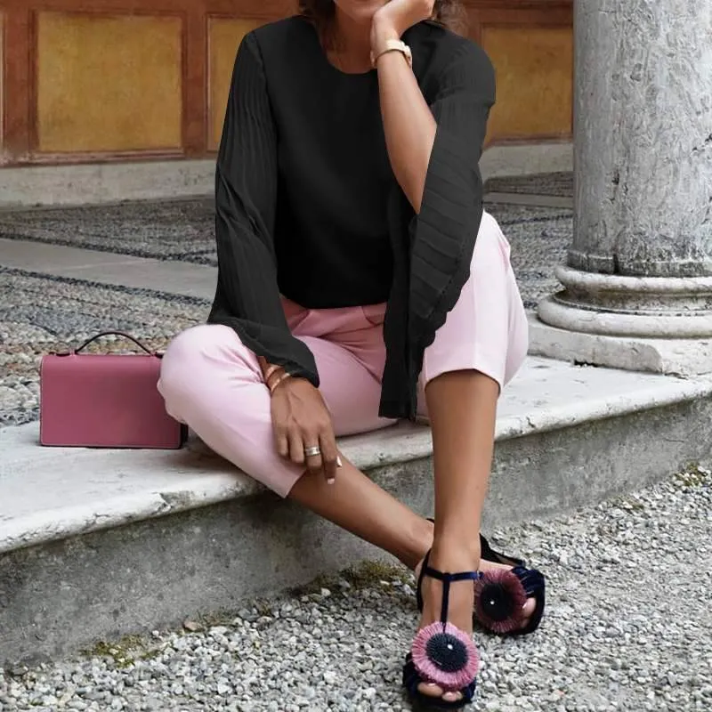 Work Hard to Get Flare Chiffon Blouse
