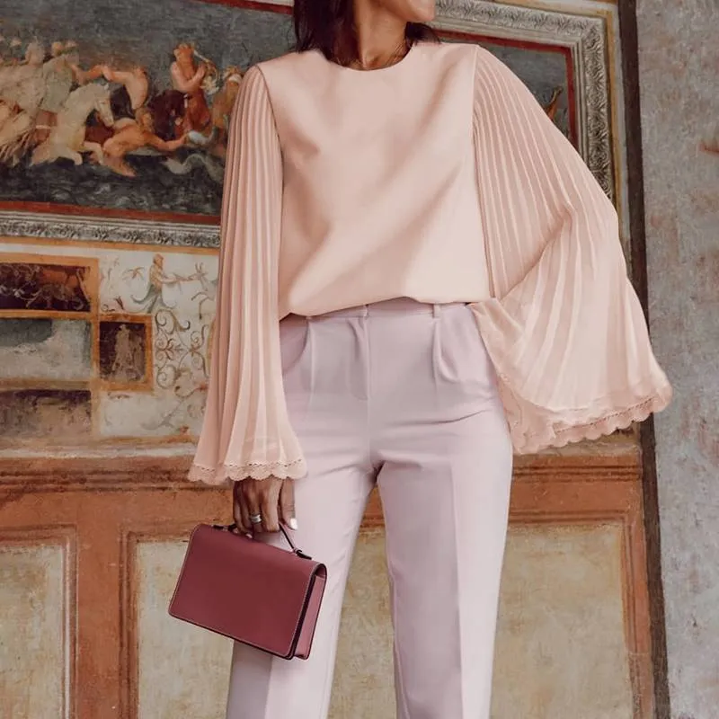 Work Hard to Get Flare Chiffon Blouse